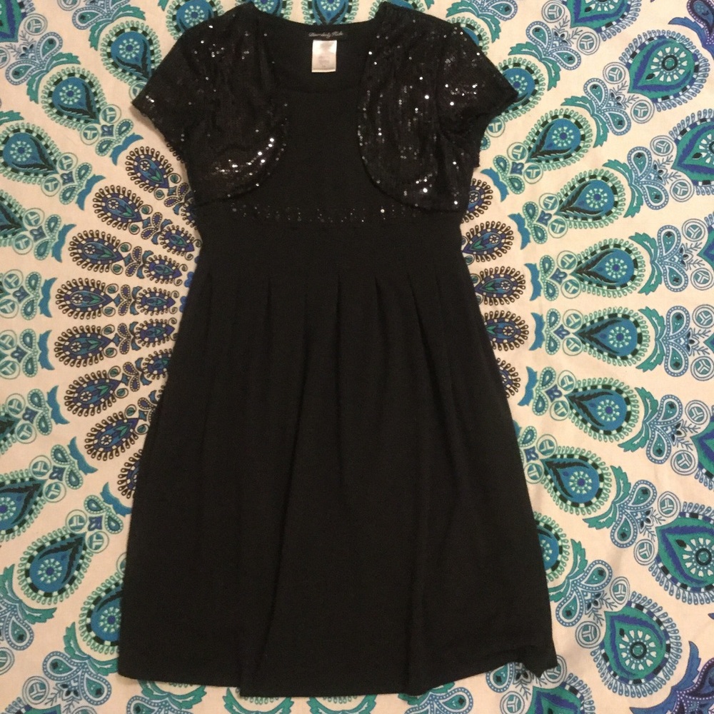 Black Dress Sequin Jacket and Details Size 14